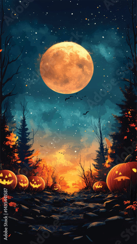 Haunted Forest with Pumpkin Lights