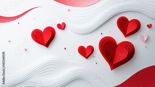 A vibrant design featuring layered hearts and decorative elements for romantic themes.