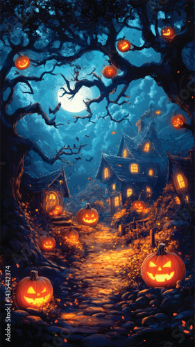 Moonlit Halloween Haunted Mansion
