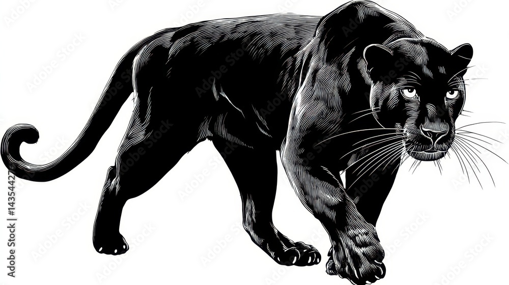 Fototapeta premium Powerful black panther illustration.