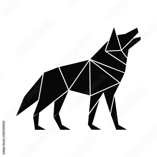pack of wolves silhouette on white background artwork