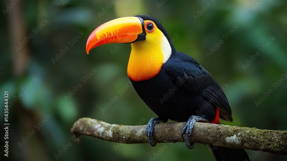 Vibrant toucan perched on branch Vibrant toucan perched on branch