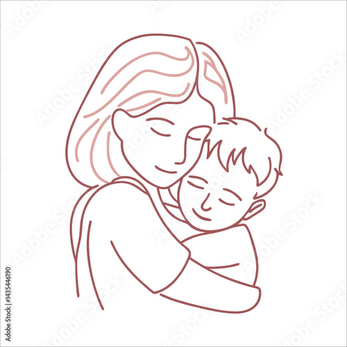 mother hugs her baby style vector design illustrations