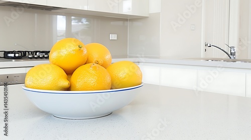 Fresh lemons in a bowl showcasing simplicity and vibrant colors in a modern kitchen