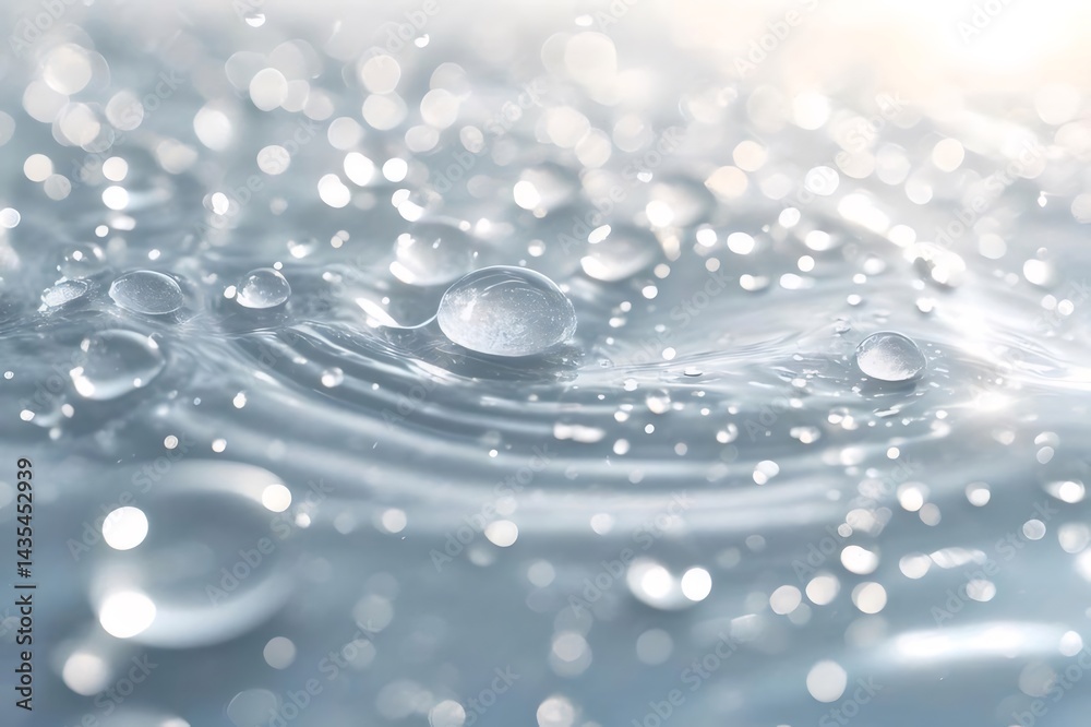 透明な水滴のクローズアップ 表面に広がる水面と光の反射による抽象的な背景 透明な水滴のクローズアップ 表面に広がる水面と光の反射による抽象的な背景