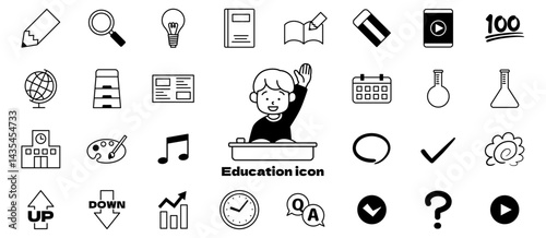 子供の教育アイコンベクターイラストセット シンプル
