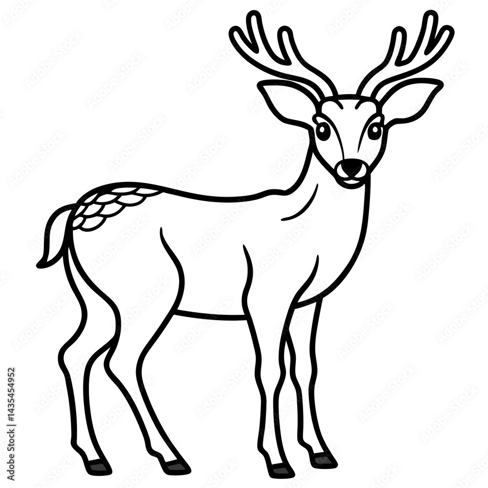 Deer vector illustration line art and white background Deer vector illustration line art and white background