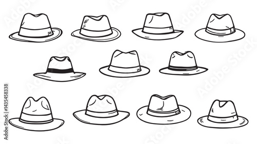 Fedora Line Art Illustration Vintage Style for Contemporary Graphic Designers