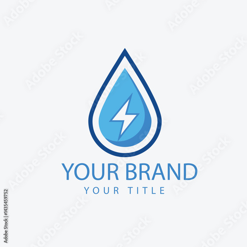 Water Energy Logo - Sustainable Power, Renewable Resources, Clean Energy, Eco-Friendly Brand Identity

