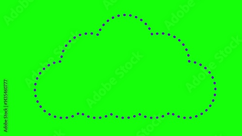 Animated violet linear symbol of cloud. Concept of cloud storage, weather. Vector illustration on green background. Looped video.
