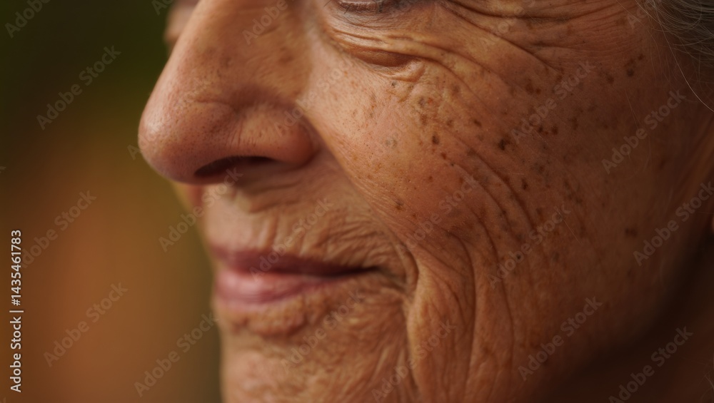 Fototapeta premium Macro Texture of Aging Human Skin with Wrinkles and Age Spots — AI Generated