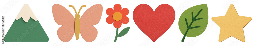 PNG Colorful nature-themed paper cutouts, element set on transparent background PNG Colorful nature-themed paper cutouts, element set on transparent background