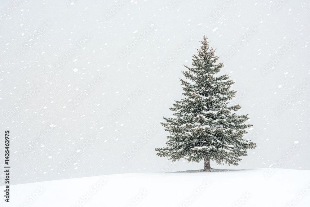 Snowy Christmas tree in a light snow Snowy Christmas tree in a light snow