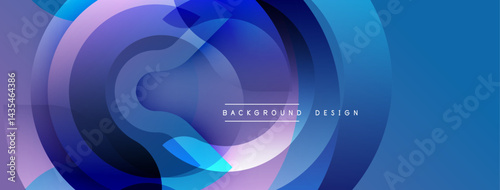 Abstract fluid shapes, vibrant blues, purples create modern background. Overlapping layers suggest depth, motion. Minimalist design.