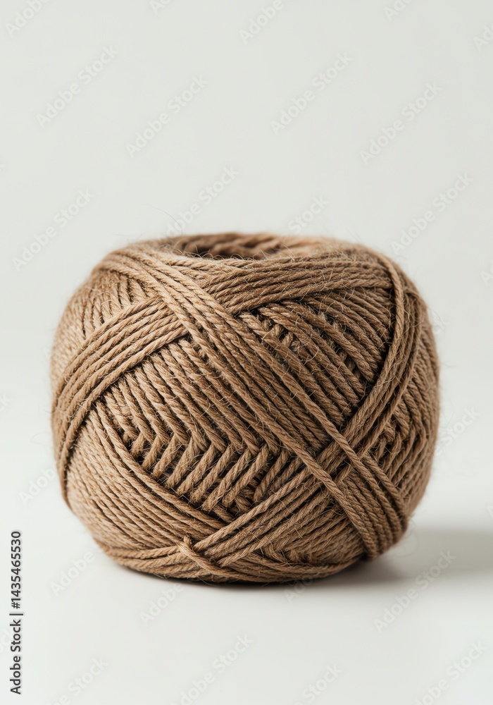 Brown Yarn Ball Isolated on White Background Craft and Hobby Concept Brown Yarn Ball Isolated on White Background Craft and Hobby Concept