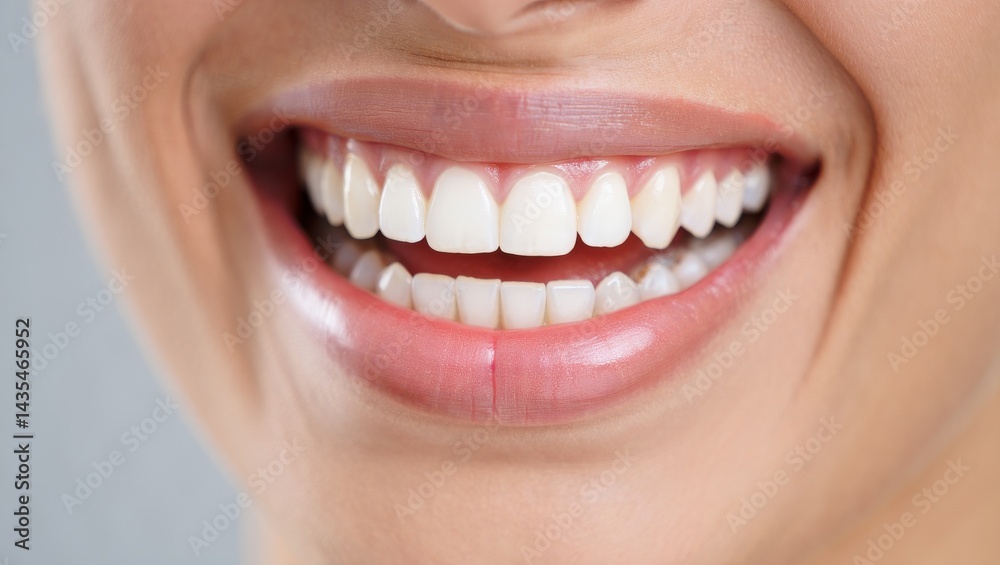 Obraz premium Close-Up of Perfect Healthy Smile – AI Generated Professional Dental