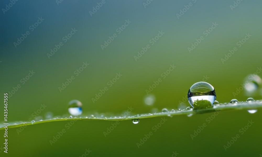Droplets of water glisten on the surface of a leaf in this high-contrast close-up photo