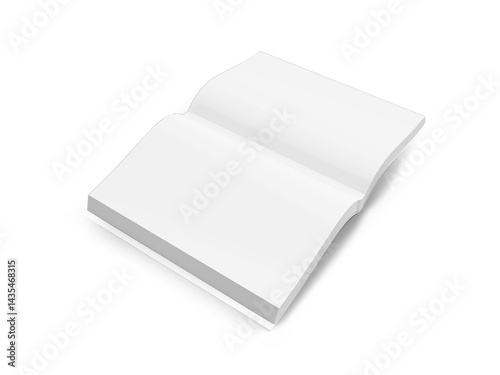 Blank White Opened Book Mockup on Isolated White Background