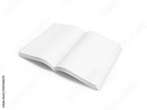 Blank White Opened Book Mockup on Isolated White Background