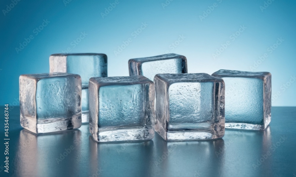 A group of ice cubes sitting on a table, perfect for adding a cool touch to your design