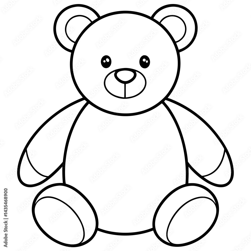 Fototapeta premium Minimal Teddy Bear Vector on White