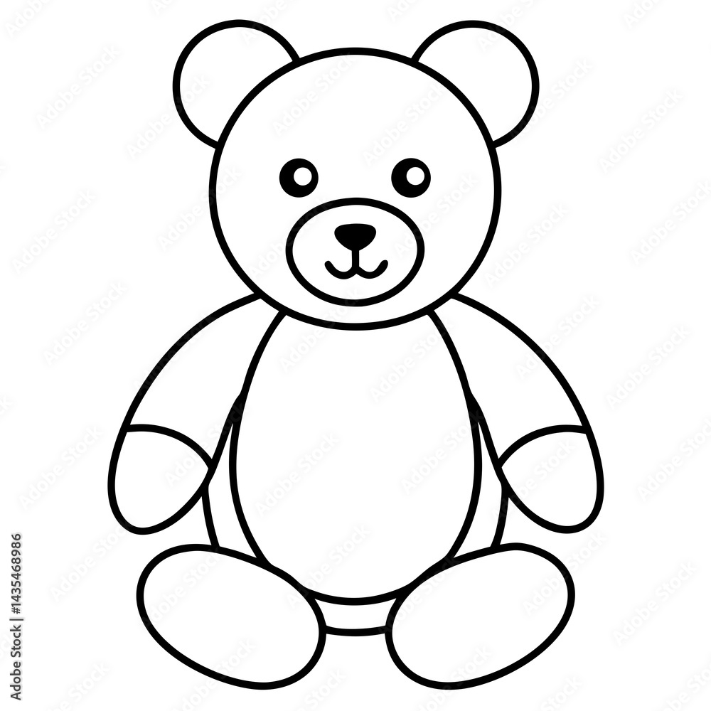 Fototapeta premium Minimal Teddy Bear Vector on White