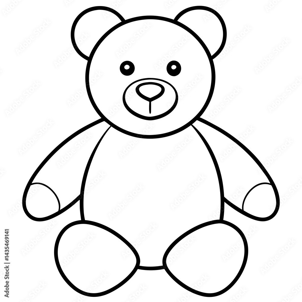 Fototapeta premium Minimal Teddy Bear Vector on White