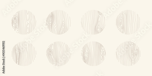Wood tree pattern texture icon, trunk with annual circle line of age pictogram, set vector design