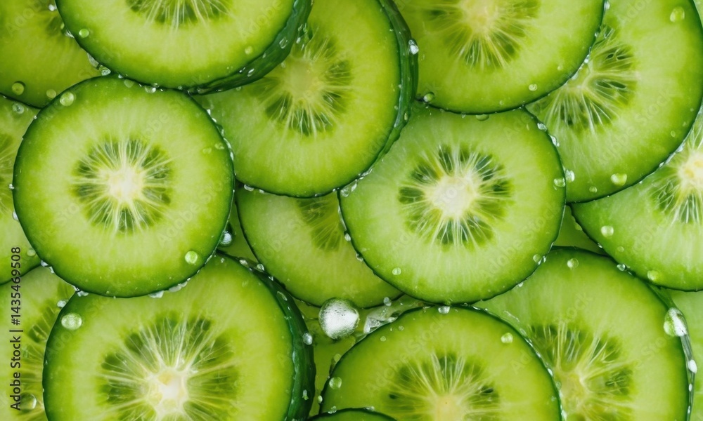 Close-up shot of sliced kiwi fruit, great for food and wellness images