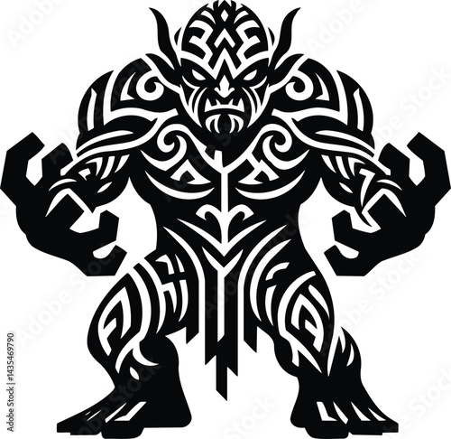 Black and white tribal mythological ogre creature symbol