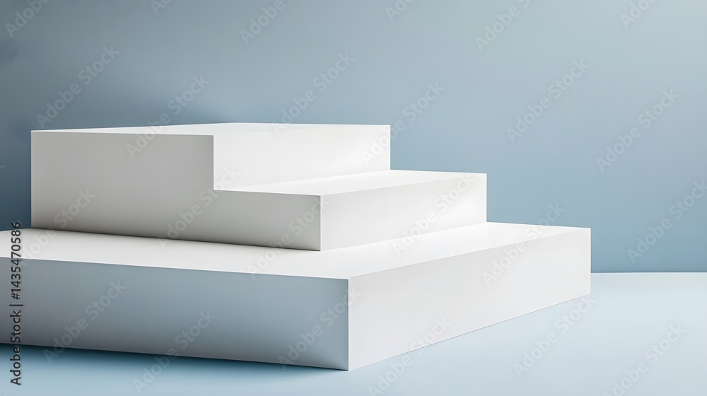 Modern White Product Display Steps Minimalist Background Studio Shot Modern White Product Display Steps Minimalist Background Studio Shot