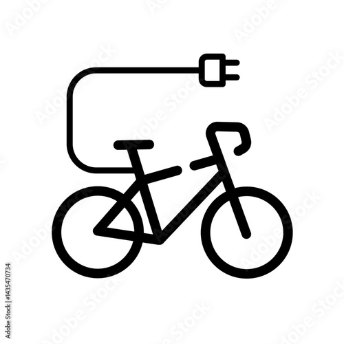 electric bicycle, electric car charging – vector icon