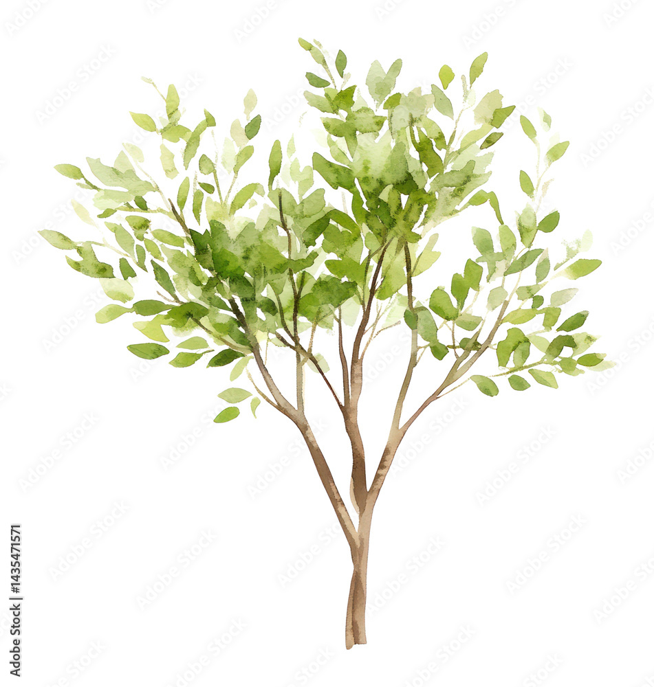 PNG Green tree illustration watercolor leaves. PNG Green tree illustration watercolor leaves.