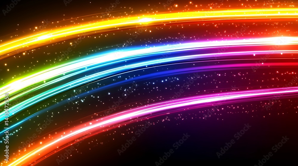 Obraz premium Rainbow Light Trails with Dark Background. (3)