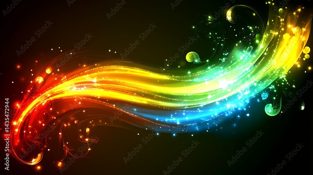 Obraz premium Rainbow Light Trails with Dark Background.