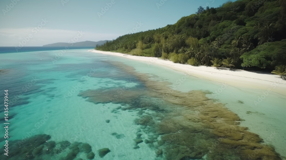 Obraz premium Soft focus coastal beach scene tranquil ocean