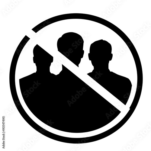 Silhouette of no crowd sign with virus warning, public health message