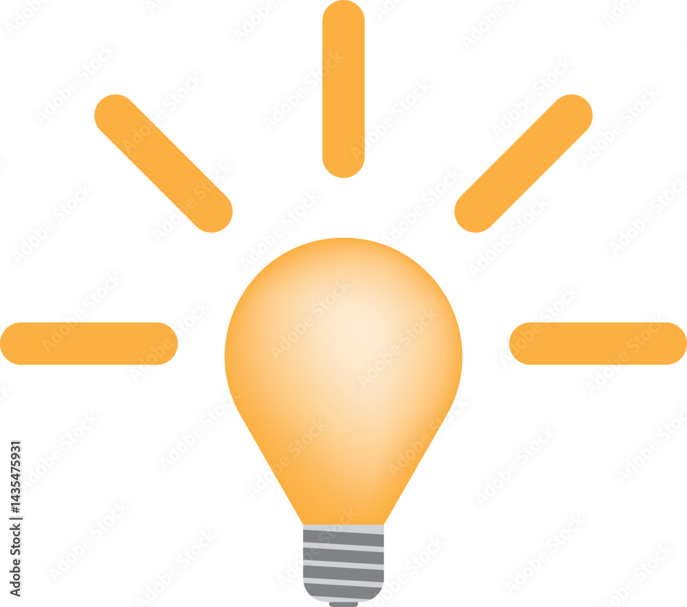 Obraz premium Bulb Lamp WIth Rays Icon