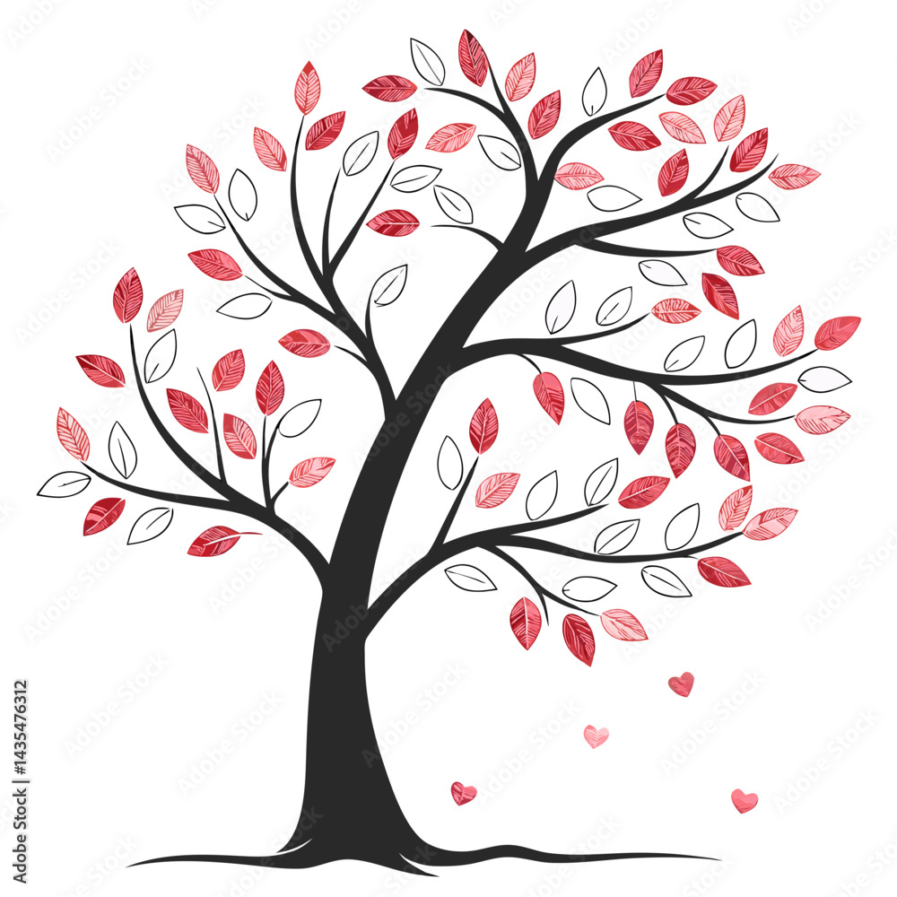 Fototapeta premium Tree with Heart Leaves Icon with this printable design—perfect for National Love a Tree Day décor