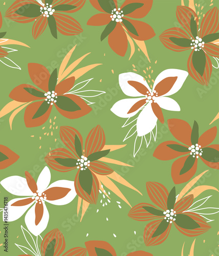 pattern on a colorful background with a  wild  flowers of different sizes artwork for tattoo, fabrics, souvenirs, packaging, greeting cards and scrapbooking