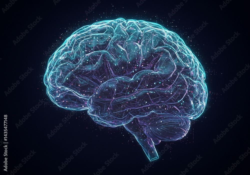 Glowing Digital Brain Network Abstract Background Glowing Digital Brain Network Abstract Background