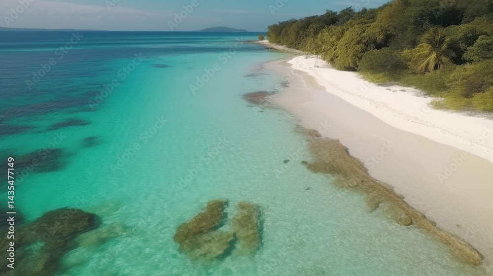 Obraz premium Tropical beach scene turquoise water white sand