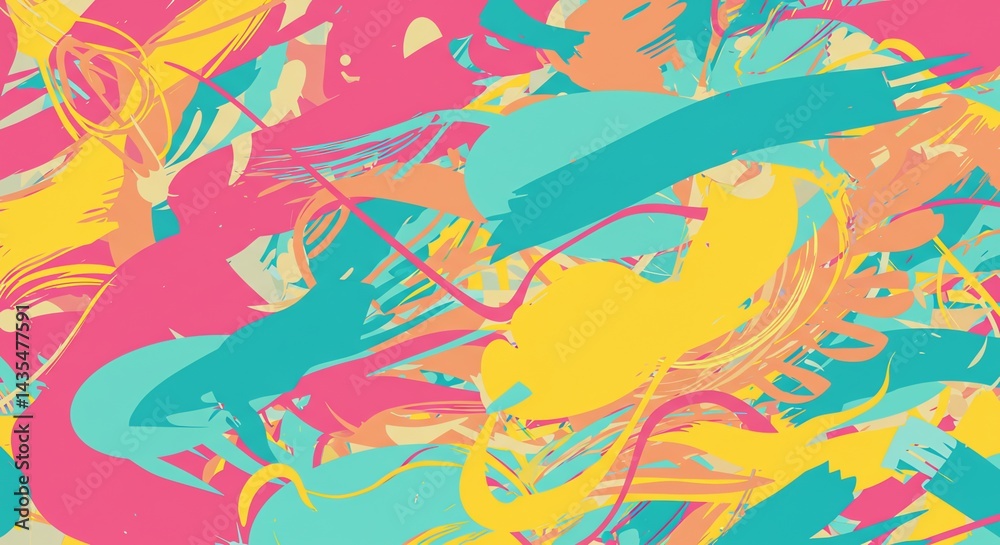 Fototapeta premium Abstract Brush Strokes in Pink, Yellow, and Blue