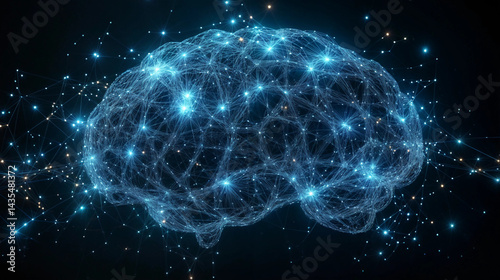 Conceptual image of a brain showing neural connections on a dark background
