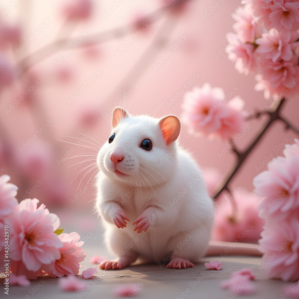 mouse and flowers