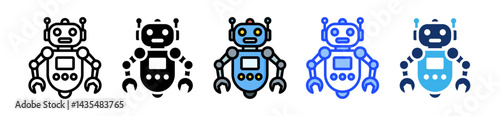 Robotics Icon Collection With Multiple Styles