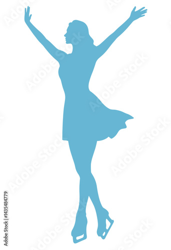 Silhouette of a figure skater celebrating in motion  