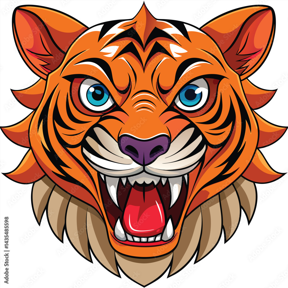 Obraz premium Angry tiger head illustration