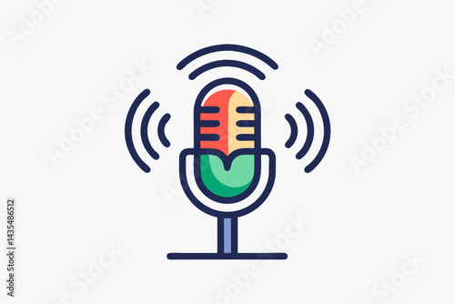 Basic Radio Wave Inside Podcast Mic Icon