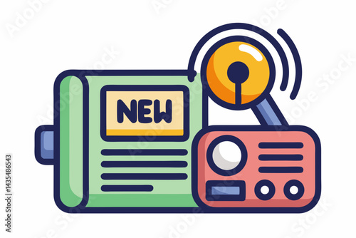 Basic Radio With News Label And Mic Icon